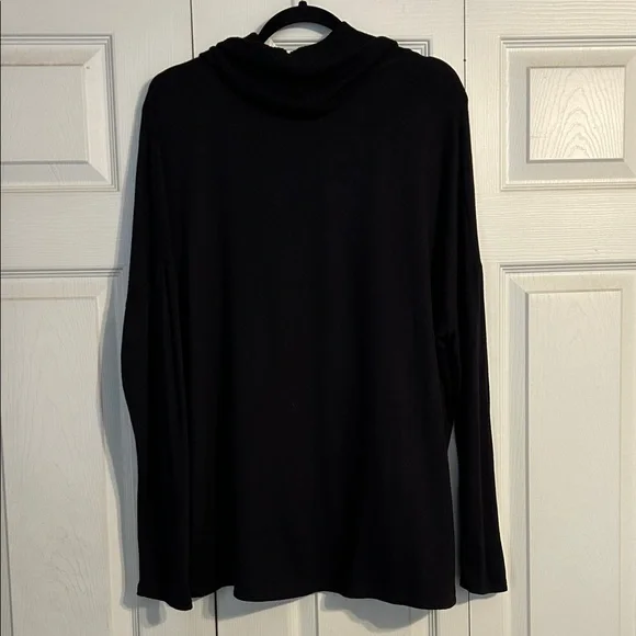 LOU & GREY Ann Taylor Loft Black Black Cowl Neck Sweater Large Softblend Lite - Picture 7 of 7